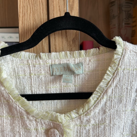 Vintage Textured Button-Front Jacket Cardigan Blazer White Cream Boxy Oversized - Picture 4 of 5